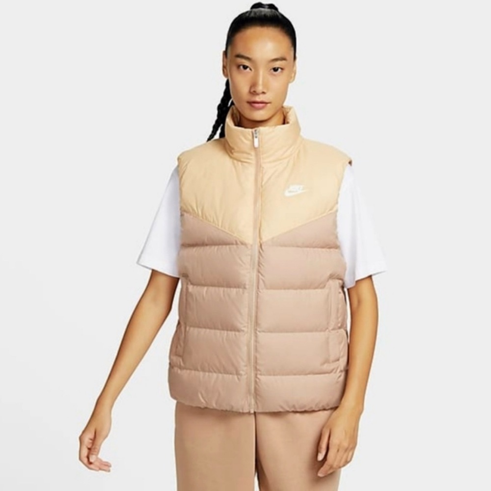 NWOT NIKE Therma-fit Windrunner 550fill Power Down Vest In Brown women’s SMALL